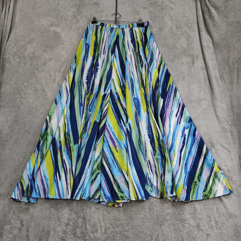 NEW Cupio Pull On Maxi Skirt‎ Sz L FULL CIRCLE Brush Strokes Chevron Esque